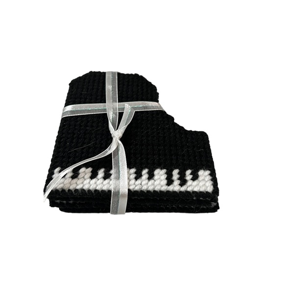 Other - Set of 4 Homemade Needlepoint Piano Shaped/Colored Drink Coasters Unique Music